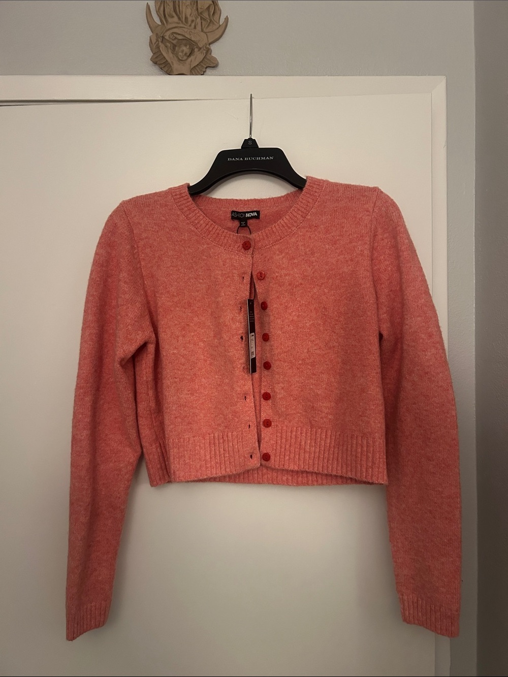 Fashion Nova Coral Pink Cropped Button-Front Cardigan
